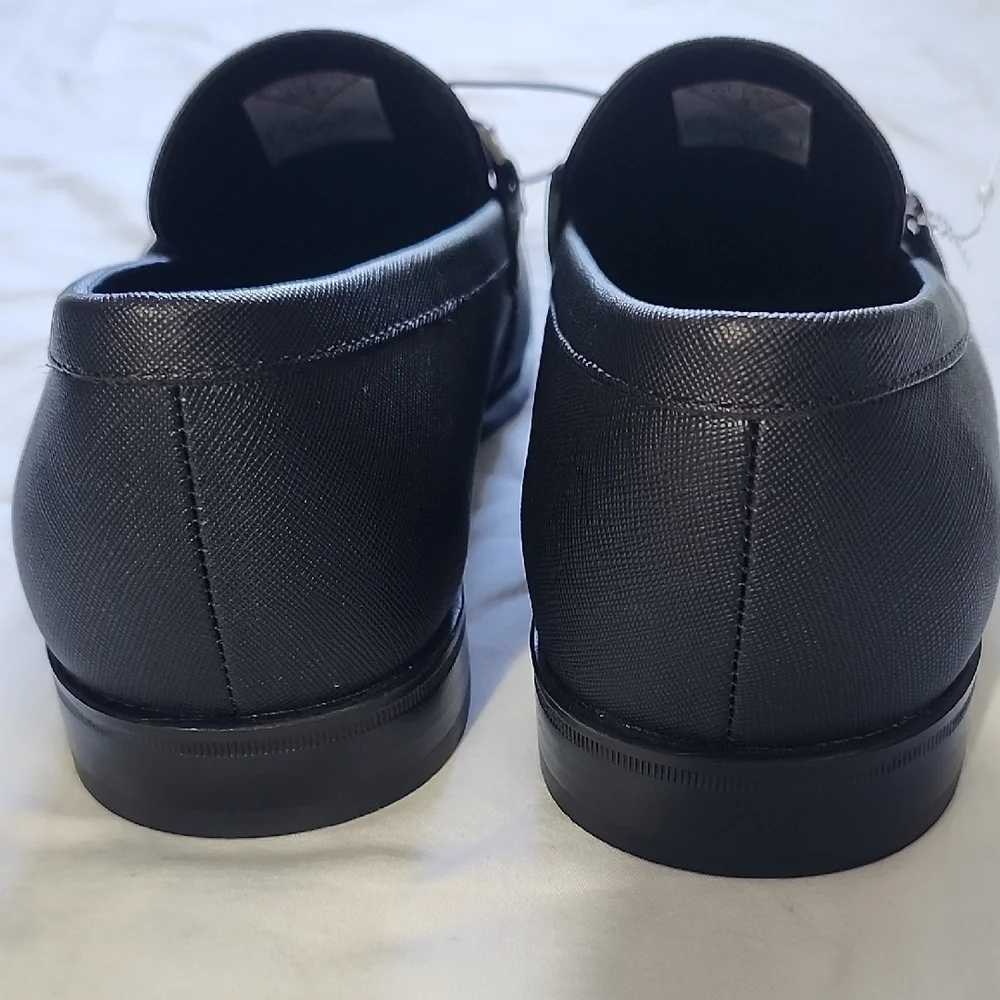 GUESS Men's Black Slip-On Loafers with Silver Accent